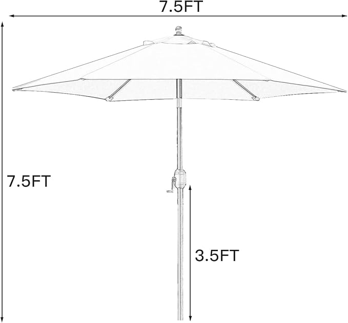 Sunnyglade 7.5' Patio Umbrella Outdoor Table Umbrella Tilt Crank Teal Blue | - Image 7