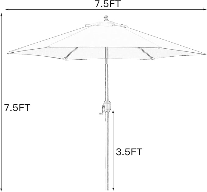 Sunnyglade 7.5' Patio Umbrella Outdoor Tilt Umbrella Crank Grass Green | Market - Image 7