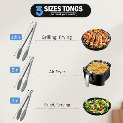 Kitchen Tongs with Silicone Tips, Tongs - Image 2