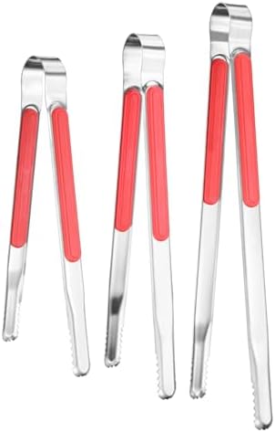 M METERXITY 3-Pack Grill Tongs, 8.8/10/11.6 Inch Non-Slip 410 Stainless Steel by MMETERXITY