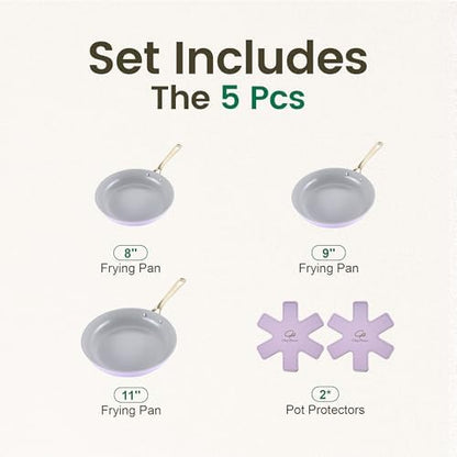 Chef Power Ceramic Frying Pan 8", Nonstick 5Pcs Skillet - Image 2