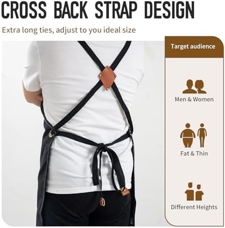 Aprons For Women Men With Large Pockets, Waterproof Cotton Chef Aprons For - Image 3