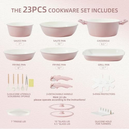 BECIGAR 23pcs Ceramic Pots and Pans Set - Image 2