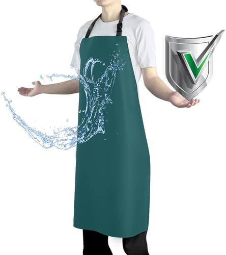Waterproof Apron with Comfortable Adjustable Bib Rubber Vinyl Dishwasher Heavy by Vammcht