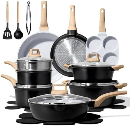 CAROTE 21pcs Ceramic Cookware Set, Pots and Pans Set by CAROTE