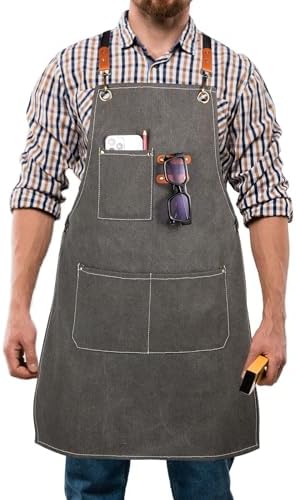 Unisex Woodworking Work Apron, 16oz Multi-Pocket Canvas Apron by Unknown
