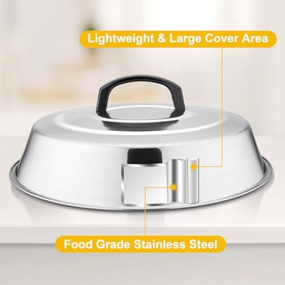 Leonyo 12IN Stainless Steel Griddle Basting Cover Melting Dome, 2 Pack - Image 5