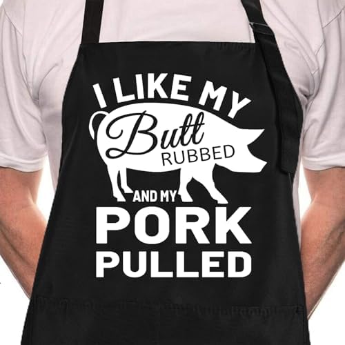 ZOORON Funny Black Chef Aprons for Men Adjustable BBQ Kitchen Cooking Apron by ZOORON
