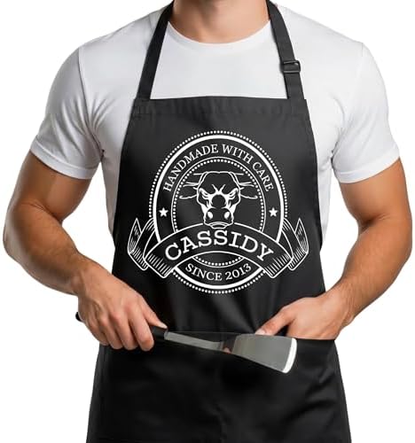 Custom Grill Master Aprons for Men, Mens Grilling Gifts for Fathers Day by KenzalCustomized