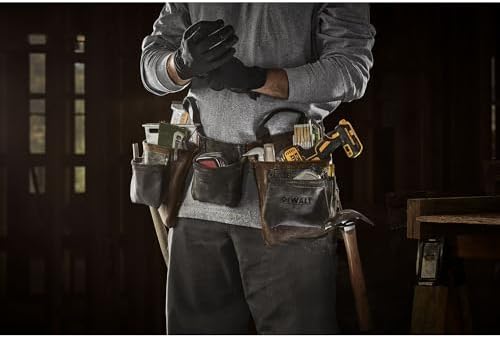 DEWALT Leather Tool Belt, 11 Pocket Professional Belt - Image 5