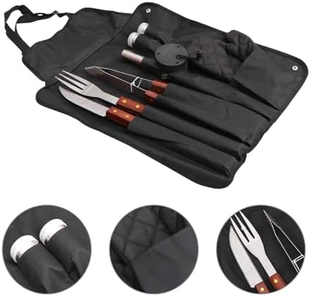 BBQ Grill Utensils Set with Stainless Steel Tools, Apron and Storage Bag - Image 7
