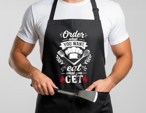 Custom Grill Master Aprons for Men, Mens Grilling Gifts for Fathers Day - Image 3