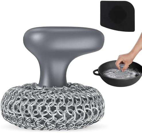Cast Iron Scrubber Dish Scrub Brush 316 Chainmail Scrubber by Purgreat