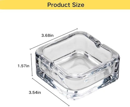 Square Cigar Ashtray, Classic Clear Crystal Glass Cigarette Ashtray Holder - Image 2