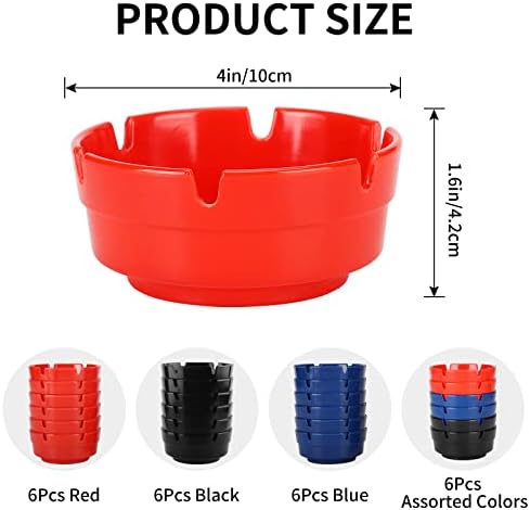 6Pcs Red Ashtray Sets for Cigarettes, Cute Plastic Tabletop Ash Trays, Home - Image 2
