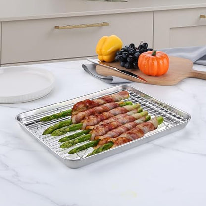 Homikit 12x10 Inch Stainless Steel Quarter Sheet Pan - Image 3