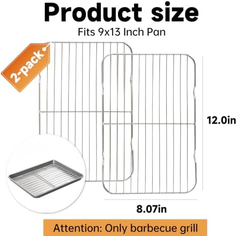 Roasting Rack for 9x13 Inch Pan, Stainless Steel Cooling Racks - Image 6