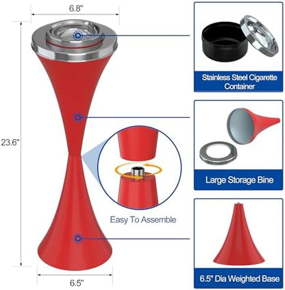 RELIANCER Floor Standing Ashtray w/Detachable Cigar Container, Stainless Steel - Image 2