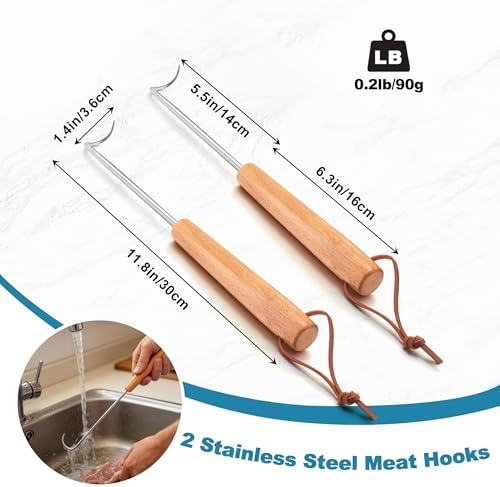 Stainless Steel Pigtail Food Flipper, HaSteeL 11.8” Meat Turner Hook - Image 2