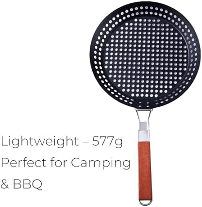 12 in Kozmatik Turkish Grill Pan, Nonstick Carbon Steel Basket - Image 4