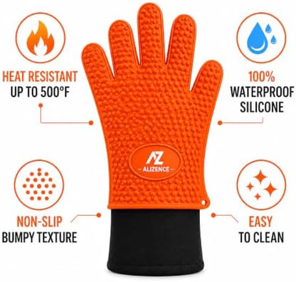 Silicone Oven Gloves, 500°F Heat Resistant, w/2 Trivets - Image 5