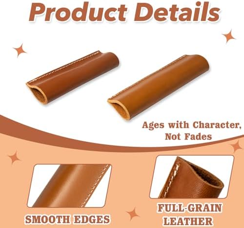2 Pcs Full Grain Leather Handle Covers - Image 4