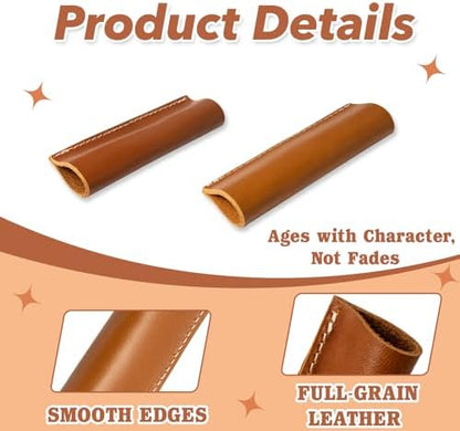 2 Pcs Full Grain Leather Handle Covers - Image 4