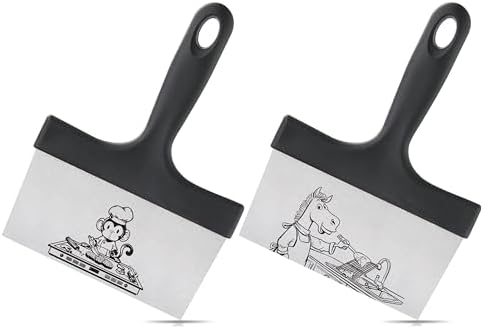 OLULU 2PCS Griddle Scraper, Stainless Steel Grill Scraper, Heavy Duty Flat Top by OLULU