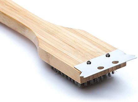 Outset QV40 Verde Collection Grill Brush and Scraper, 14.5 inches, Bamboo Handle - Image 7