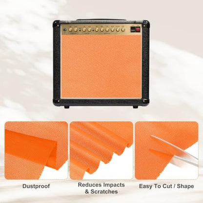 MECCANIXITY 55"x24" Speaker Grill Cloth Stereo Mesh Fabric Orange Red - Image 4