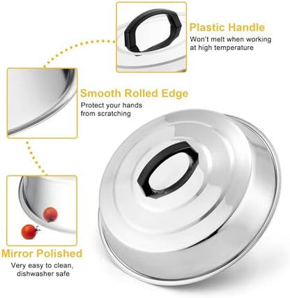 Leonyo 12IN Stainless Steel Griddle Basting Cover Melting Dome, 2 Pack - Image 4