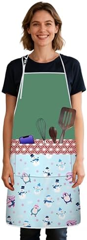 Penguin Kitchen Aprons with Utility Pockets Women Funny Adjustable Bib Baking by Unknown