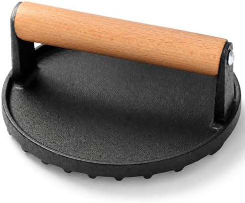 TACGEA Smash Burger Press 6.3”, Cast Iron Burger Smasher Heavy Duty Grill Bacon by TACGEA