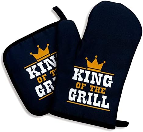 zcyhtqp, King of The Grill, Funny Silicone Non-Slip Oven Mitts and Pot Holders by zcyhtqp