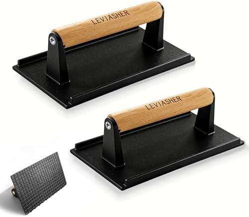 2Pack 2.1lb Steak Weight & Burger Press, Grid Base by LEVIASHER