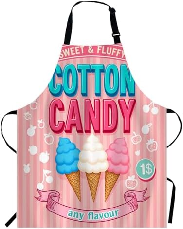 WONDERTIFY Cartoon Candy Apron, Sweet and Colorful Candy Pink Background Bib by WONDERTIFY