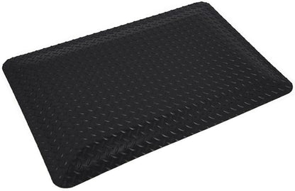 Wearwell Diamond-Plate Select UltraSoft Mat - Black. Anti-Fatigue Workstation Mat. 3' W x 5' L x 15/16" Thickness. PVC Vinyl Surface with PVC Sponge. For Dry Industrial Use (495.1516x3x5BK)