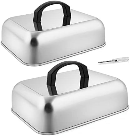 HaSteeL Cheese Melting Dome Set of 2, Stainless Steel Rectangular 9x7 Inch by HaSteeL