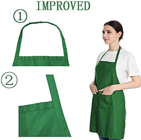 16 Pack Green Bib Plain Aprons Bulk - Image 2