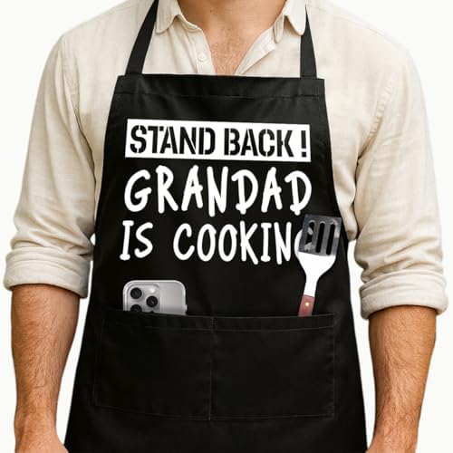 Funny Black Grill Apron with Pockets by NIORAYNA