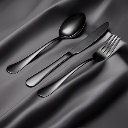 Black Forks Silverware Set Of 6 Pieces, Stainless Steel Forks, Mirror Polished - Image 3