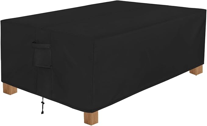 Easy-Going Patio Furniture Cover Waterproof Outdoor Rectangular Table Cover with Seal Tape at Seams (72" L x 44" W x 23" H, Black)