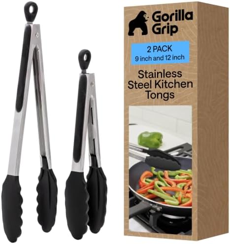 GORILLA GRIP Stainless Steel Kitchen Tongs by GorillaGrip