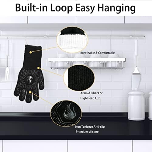 BBQ Gloves 1472F Heat Resistant Non-Slip Silicone 13.5in - Image 3