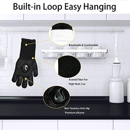 BBQ Gloves 1472F Heat Resistant Non-Slip Silicone 13.5in - Image 3