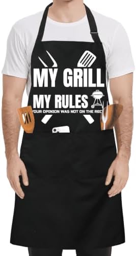 Funny Black Waterproof BBQ Chef Bib Aprons by FunChaos