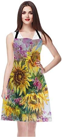 EKOBLA Sunflowers Aprons Abstract Bright Colored Floral Handmade Romantic - Image 3