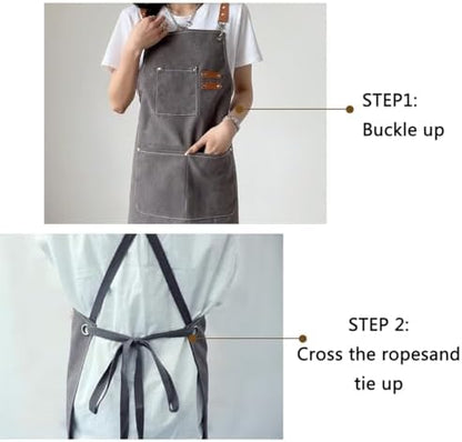 Aprons For Women Men With Pockets 2 Pcs, Kitchen Waterproof Hair Stylist Linen - Image 5