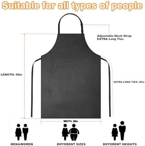 4 Pack Waterproof Rubber Apron, Adjustable Black Apron - Image 2