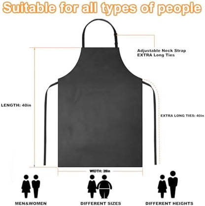4 Pack Waterproof Rubber Apron, Adjustable Black Apron - Image 2